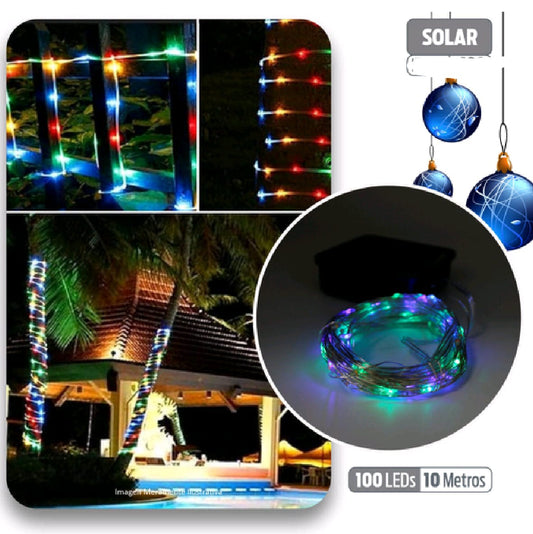 100 LED NAVIDEÑO SOLAR de 10 metros