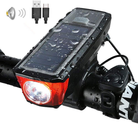 Linterna Para Bicicleta Solar con Cargador y Bocina